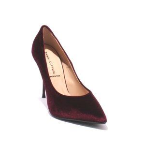 ITALIAN Burgundy Velour Leather Pointy Heel Pumps